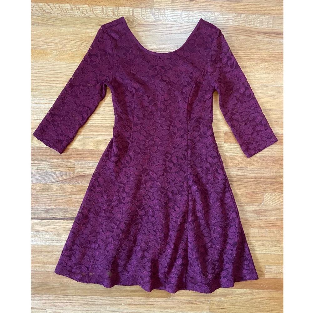 Lulu’s Maroon Lace A-Line Dress